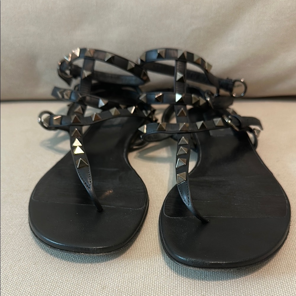 Valentino Garavani Black Sandals with Studded Straps